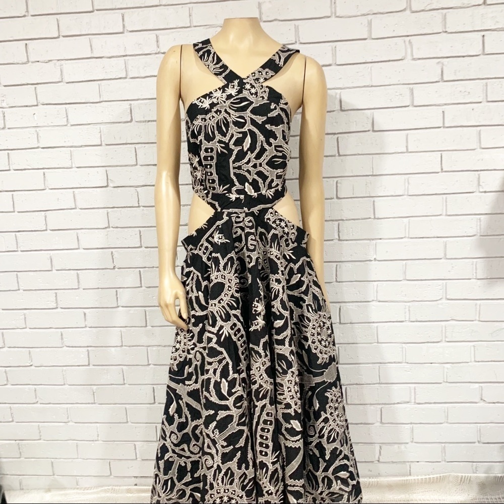 Asos Edition Embroidered Halter Midi Black Cutout Dress - Picture 3 of 14